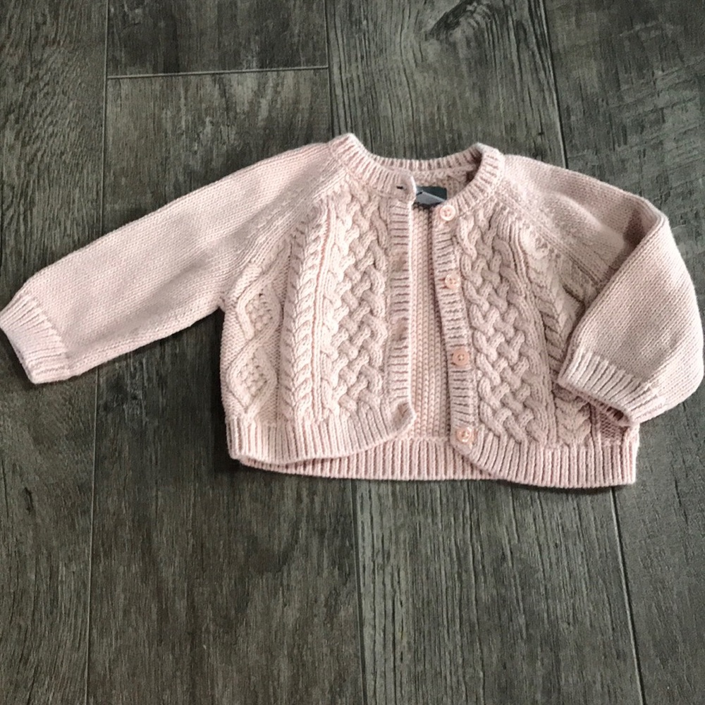 Pink cable knit cardigan